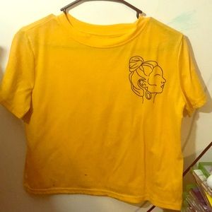 Cute aesthetic short sleeve crop top yellow